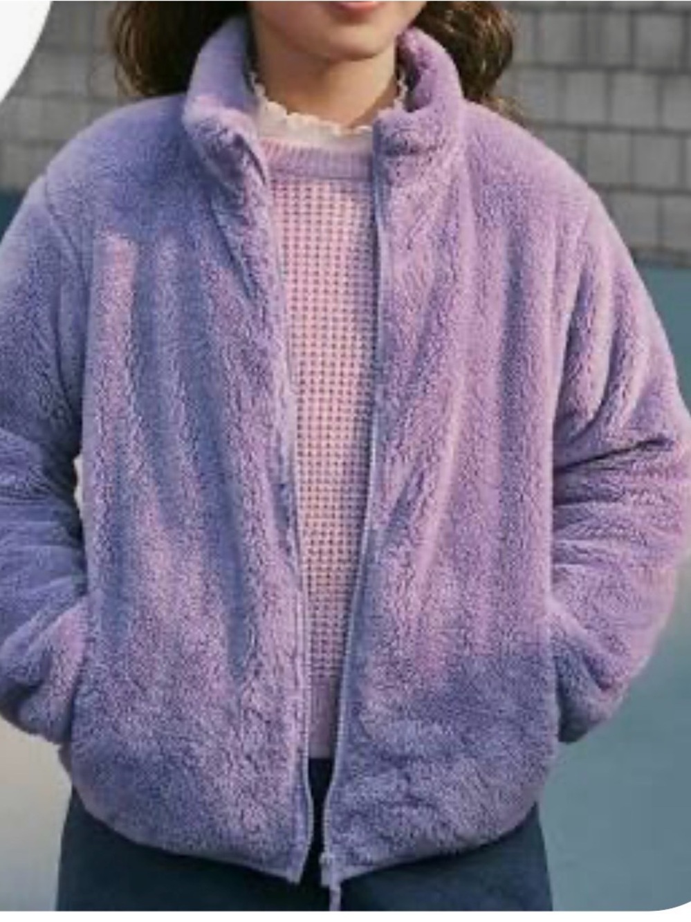 Cozy Lavender Teddy Fleece Jacket - girls Uniqlo size 13